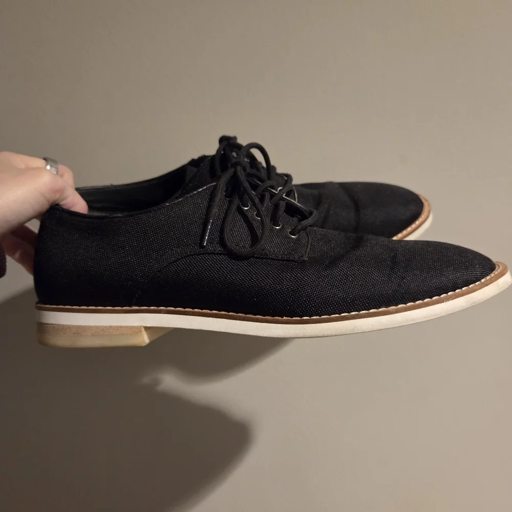 Calvin Klein Men's Black Canvas Aggussie Lace Up Oxford Size 9.5